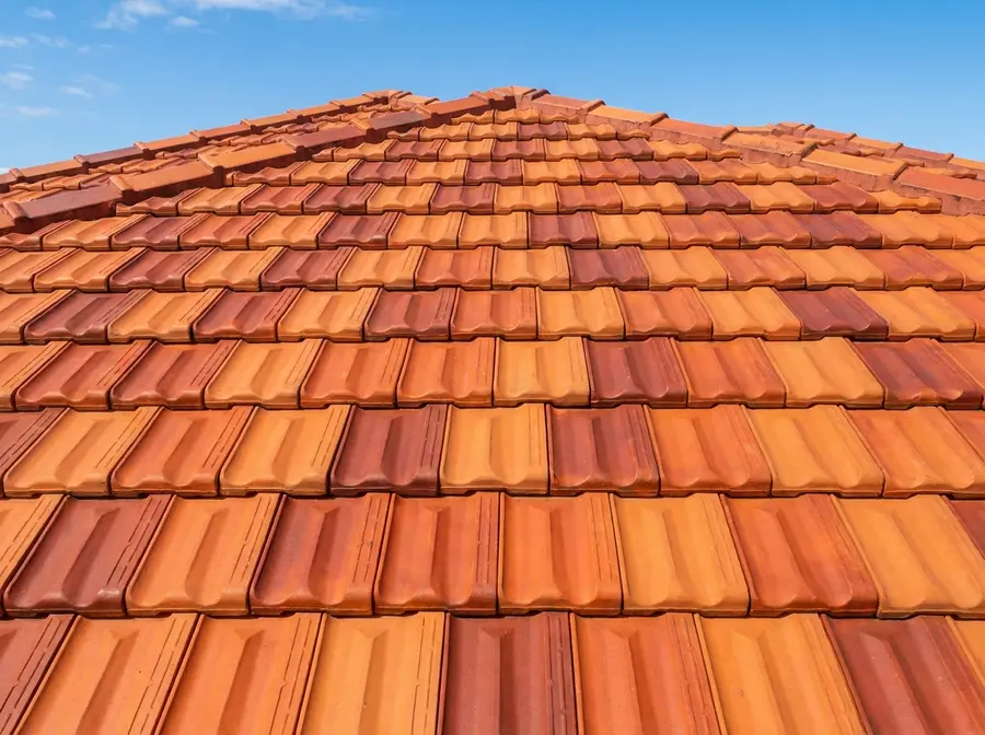 Clean terracotta tile roof after cleaning (illustrative)