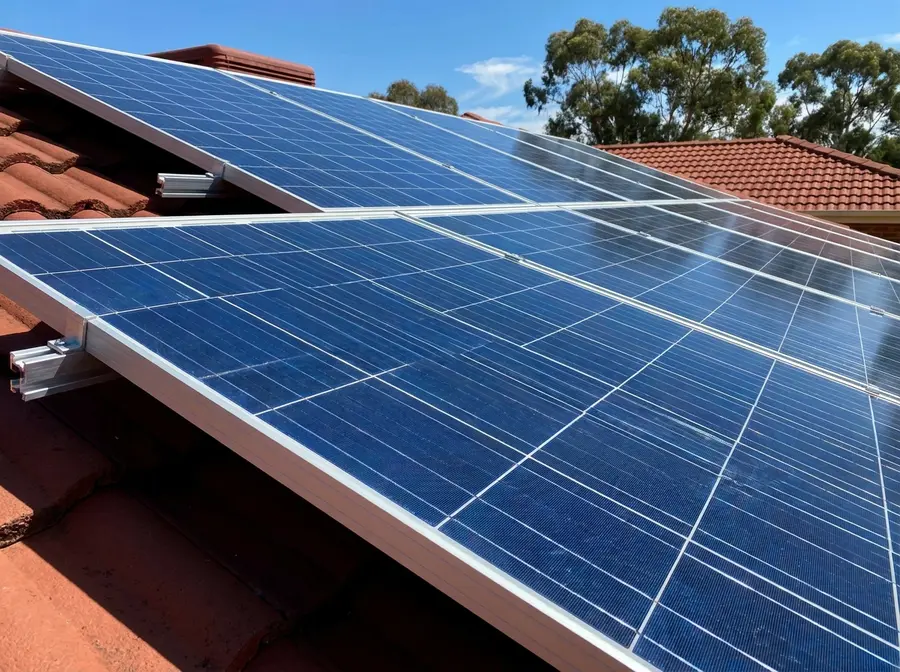 Clean rooftop solar panel array after cleaning (illustrative)